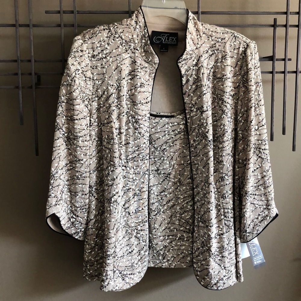 Alex Evenings 3/4 Sleeve Printed Jacket and Tank